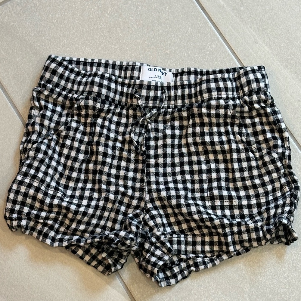 Old Navy Girls Linen Checkered Functional Drawstring Short Size 10-12